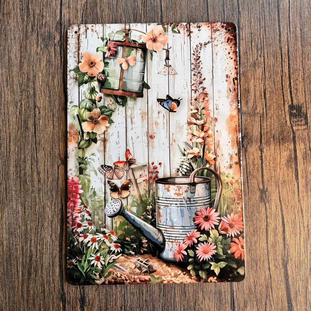 Wall Hanging Sign Metal Sign Flowers Butterflies Daisy Gift NEW FAST SHIP